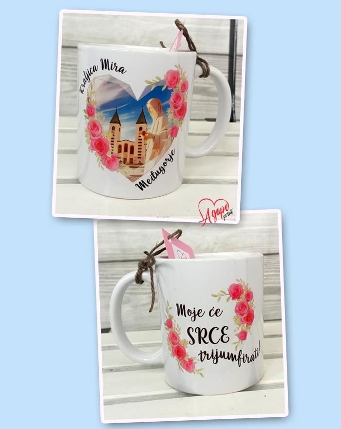 Šalica Kraljica Mira, Međugorje s tekstom 